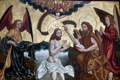 Il battesimo di Gesù da Giovanni Battista da Martin Schongauer